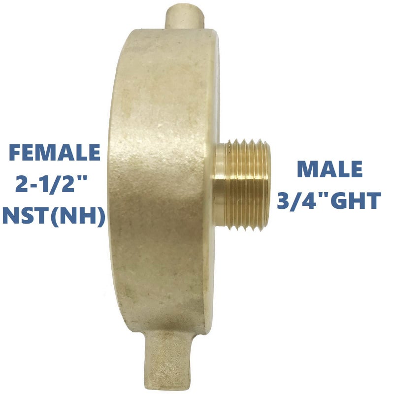 Happy Tree 2-1/2"" NST (NH) Female x 3/4"" GHT Male Brass Fire Hydrant Adapter with Pin Lug Brass Fire Equipment Brass Hydrant to Garden Hose Adapter - Image 4